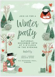 "Frosty's Festive Soiree: Snowman Ready for Party Christmas Invitation"