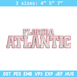 Florida Atlantic logo embroidery design, Sport embroidery, logo sport embroidery,Embroidery design, NCAA embroidery.