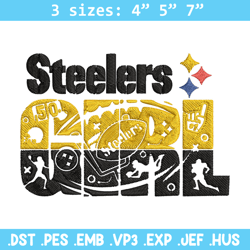 Pittsburgh Steelers Girl embroidery design, Steelers embroidery, NFL embroidery, sport embroidery, embroidery design.