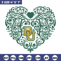 Baylor Bears heart embroidery design, Sport embroidery, logo sport embroidery, Embroidery design,NCAA embroidery