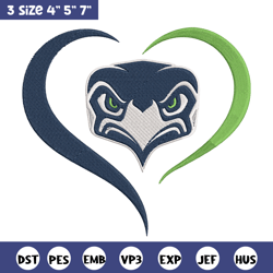 Heart Seattle Seahawks embroidery design, Seahawks embroidery, NFL embroidery, sport embroidery, embroidery design.