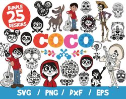 Coco svg bundle vector cricut t-shirt halloween cut file layered miguel candy skull disney