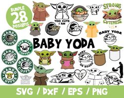 Baby yoda svg bundle mandalorian star wars cricut silhouette vinyl cut file png