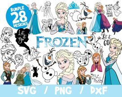 Frozen svg bundle disney cricut silhouette elsa olaf png Dxf clipart