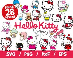 Hello kitty svg cricut silhouette cut file clipart dxf png instant download birthday