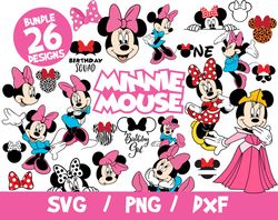 Minnie mouse svg bundle disney cricut silhouette vinyl cut file clipart png