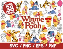 Winnie the pooh svg bundle disney cricut silhouette clipart vinyl cut file png