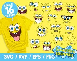 Spongebob faces bundle clipart graphic wall deco vector svg png vinyl cricut