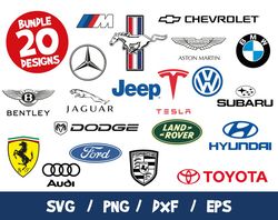 Cars brand logo bundle svg cricut silhouette cut file tesla vector jeep ferrari dodge bmw audi