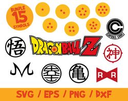 Dragon ball symbols svg vector bundle cricut silhouette kaio kami goku kame majin stars