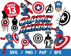 Captain america svg bundle vectors marvel cricut cut file vinyl clipart superhero avengers