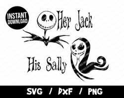 Her Jack svg His Sally halloween nightmare before christmas vector cricut silhouette