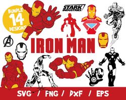 Iron Man svg bundle marvel cricut cutting vinyl clipart superhero avengers Tony Starks