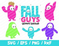Fall guys bundle stencil clipart graphic vector svg png vinyl video game ultimate knockout