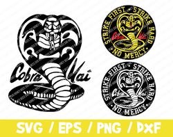 Cobra kai logo bundle svg cricut silhouette cut file strike first karate kid