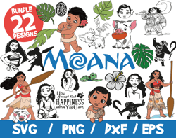 Moana svg bundle vector cricut t-shirt Maui Pua Heihei silhouette cricut clipart png