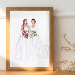 Custom Generational Portrait for Brides - TWO persons front facing