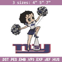 Cheer Betty Boop New York Giants embroidery design, New York Giants embroidery, NFL embroidery, logo sport embroidery.