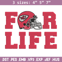 Kansas City Chiefs For Life embroidery design, Kansas City Chiefs embroidery, NFL embroidery, logo sport embroidery.