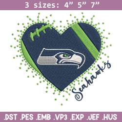 Seattle Seahawks Heart embroidery design, Seahawks embroidery, NFL embroidery, sport embroidery, embroidery design.