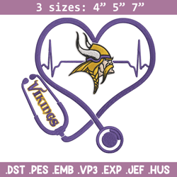 Stethoscope Minnesota Vikings embroidery design, Minnesota Vikings embroidery, NFL embroidery, Logo sport embroidery.
