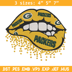 Green Bay Packers dripping lips embroidery design, Green Bay Packers embroidery, NFL embroidery, logo sport embroidery.