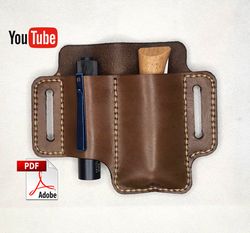 Leather EDC Tool Holster, leather belt organizer, Leather Multitool Sheath fast&easy Tutorial DIY Leather Patterns