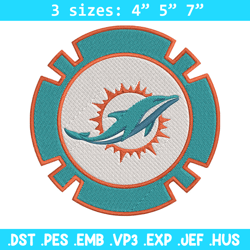 Miami Dolphins Poker Chip Ball embroidery design, Miami Dolphins embroidery, NFL embroidery, logo sport embroidery.