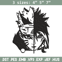 Sasuke and Naruto black and white Embroidery design, Naruto Embroidery, anime design, Embroidery File, Instant download.