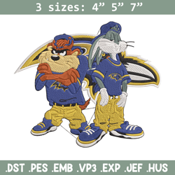 Taz And Bugs Kriss Kross Baltimore Ravens embroidery design, Ravens embroidery, NFL embroidery, sport embroidery.