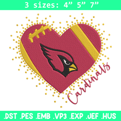 Arizona Cardinals Heart embroidery design, Arizona Cardinals embroidery, NFL embroidery, logo sport embroidery