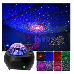 LED Laser Colorful Starry Sky Ocean Projector Night Light Remote Control Ocean Wave Projection Lamp With Bluetooth Music