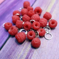 Raspberry Beads. Polymer Clay Beads. Berry Charms. Jewelry Beading.