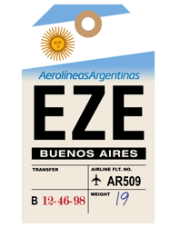 Buenos Aires (EZE) Argentina Airline Luggage Tag