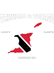 Trinidadian Flag and Map, Trinidad and Tobago coordinates
