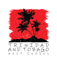 Trinidad and Tobago National Colours in Background of Palm silhouette