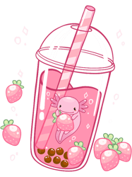 Love Axolotl Bubble Tea Kawaii Anime Axolotl