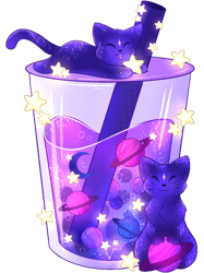 Purple Galaxy Cats Boba Tea