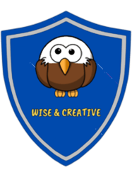 Cute eagle raven wise and creative badge