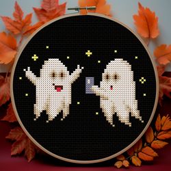 Cross stitch pattern PDF  Ghost emotes Gothic cross stitch Easy mini cross stitch Creepy cute horror Dark embroidery
