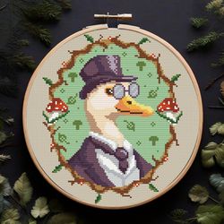 Funny Cross Stitch Pattern PDF - Whimsical Goose Portrait, Spring Decor Delight