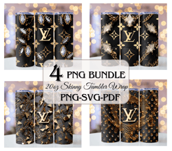 4PNG,SVG,PDF Glitter Louis Vuitton Tumbler Wrap Chanel Tumbler Wrap Lv Pattern Pack Seamless Template
