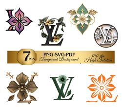 7PNG,SVG,PDF Glitter Louis Vuitton Transparant Background Lv Pattern Pack Seamless Template