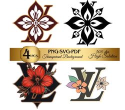 4 PNG SVG PDF Louis Vuitton Transparant Background Pattern Pack Seamless Template