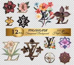 6PNG SVG PDF Louis Vuitton Transparant Background Pattern Pack Seamless Template