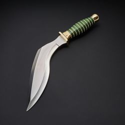 Custom Handmade D2 Steel Hunting Kukri Knife with Leather Sheath