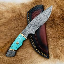 custom handmade forged damascus steel hunting knife blade with acrylic scales
