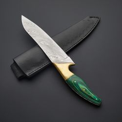 Custom Handmade Damascus Steel Chef Knife with Leather Sheath