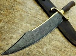 18.5" Amazing Custom Handmade Damascus Steel Alamo Musso Bowie Knife With Sheath