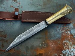 custom handmade damascus steel seax knife, hand forged stainless steel seax knife with sheaths, gift for him, best gift